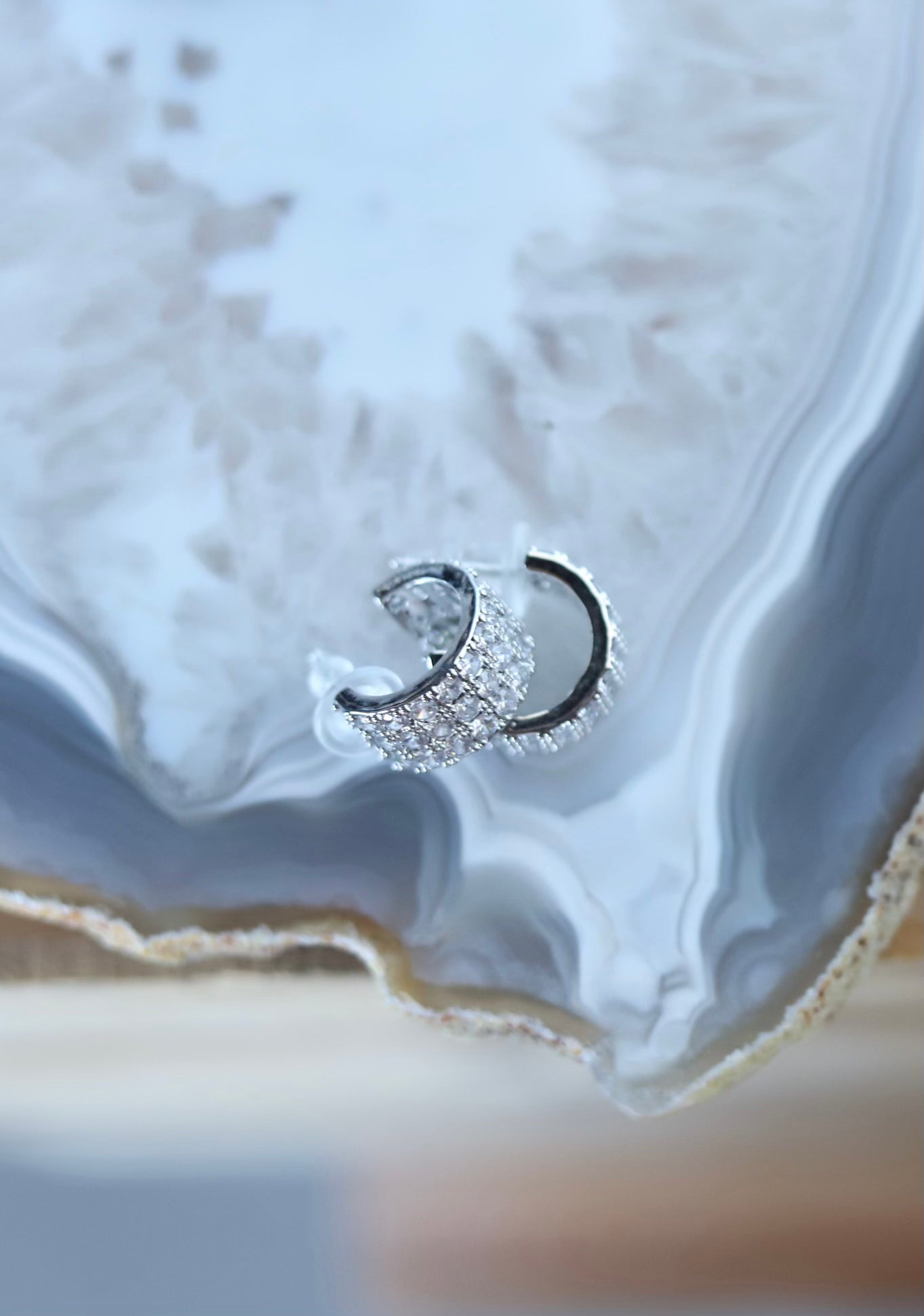 1266 SILVER CRYSTAL STUDDED HOOP EARRING