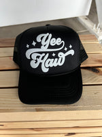BLACK YEE HAW TRUCKER HAT