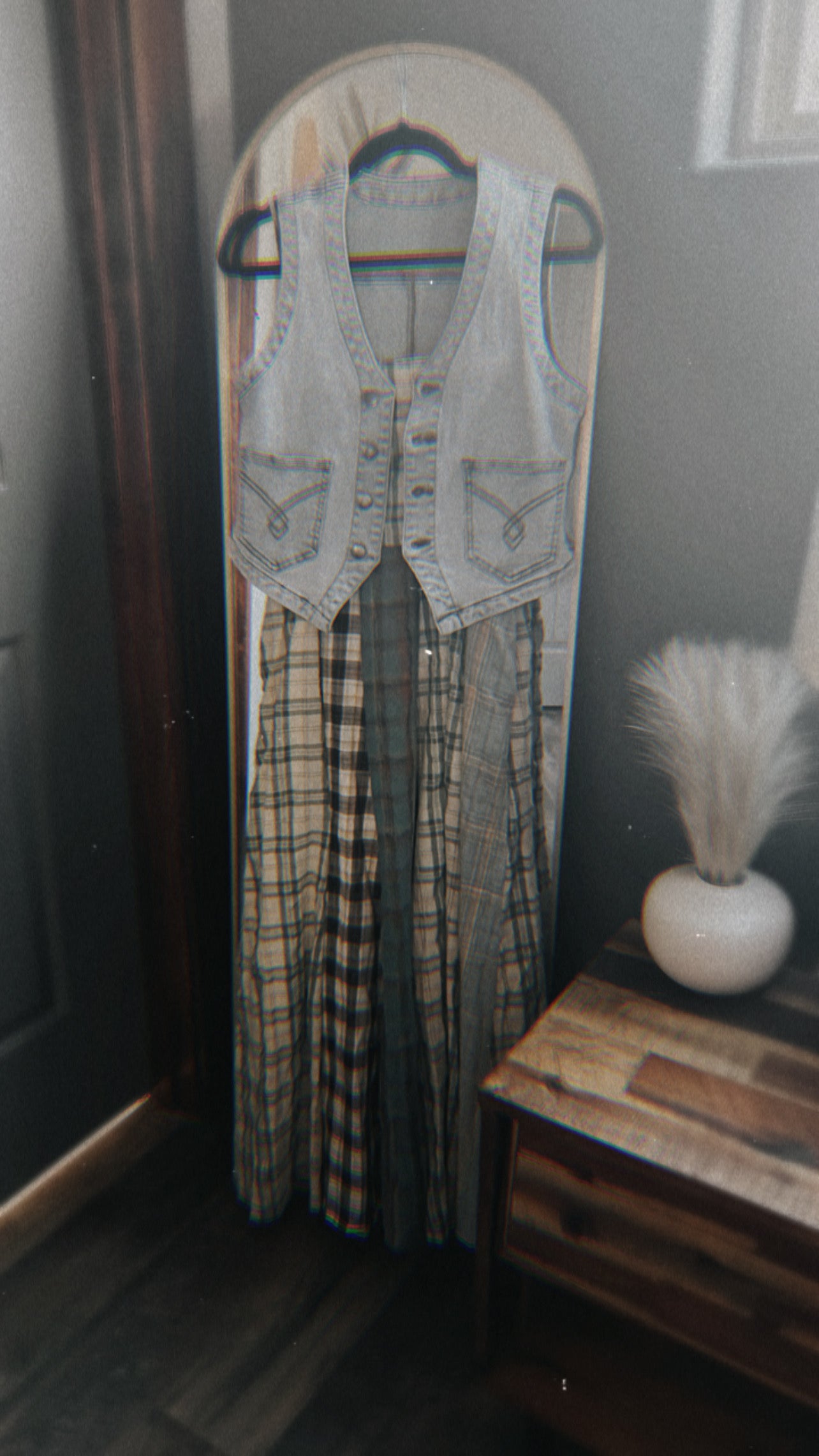 1062 MINT PLAID MIDI DRESS