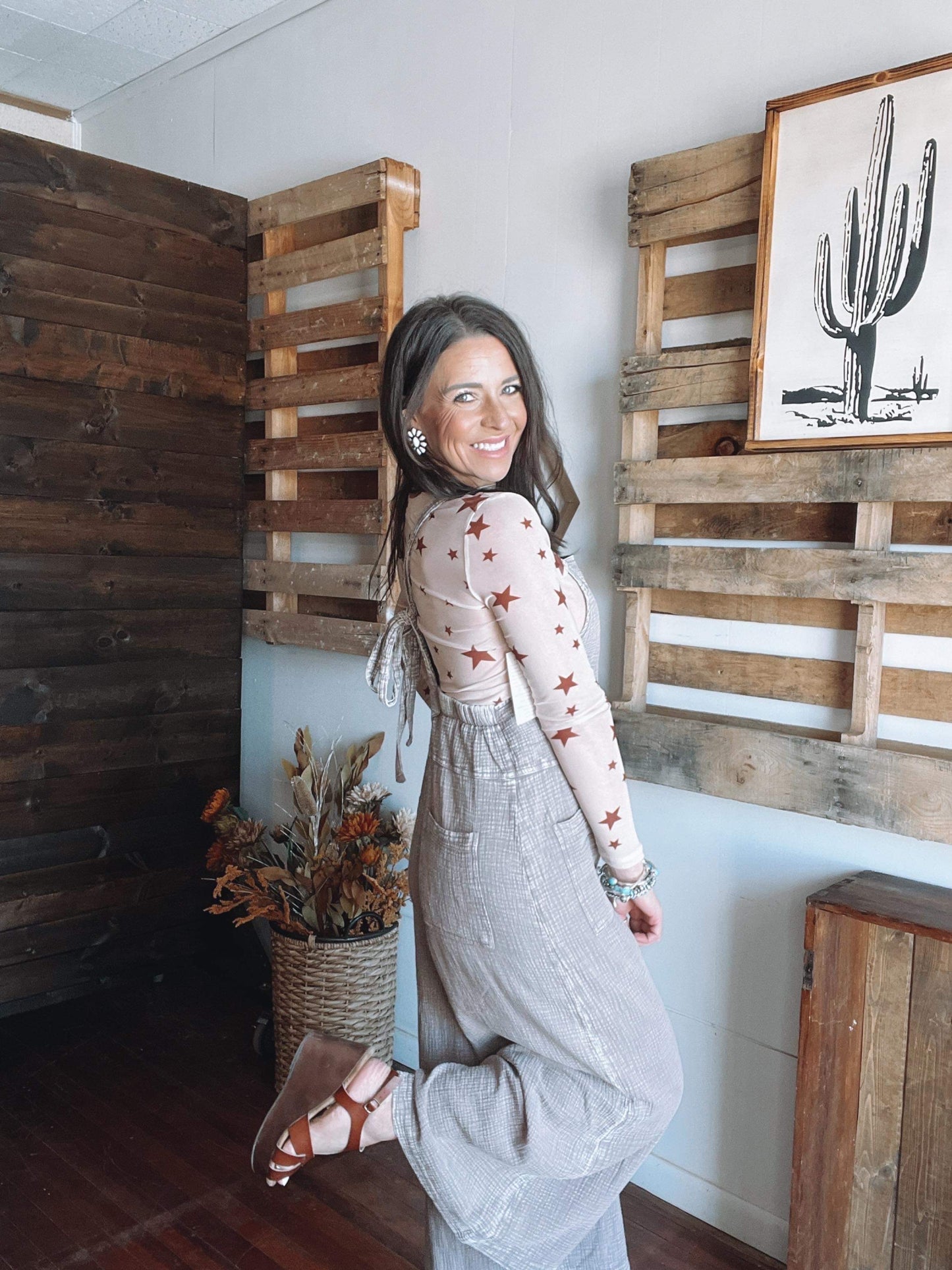 41075 MUSHROOM MINERAL WASH JUMPSUIT