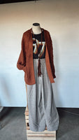 122320 PLAID WIDE LEG PANTS