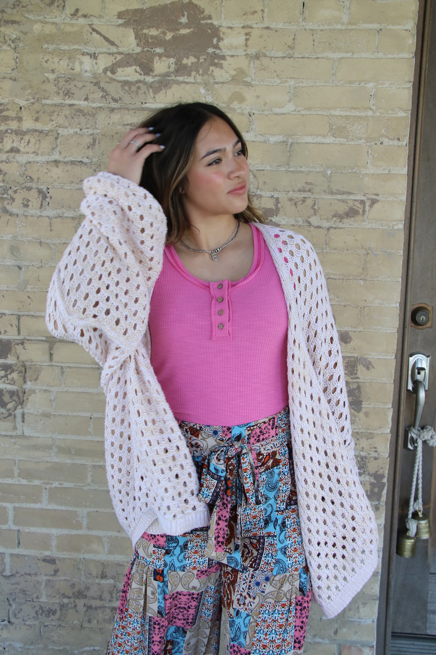 4292 IVORY CROCHET CARDIGAN