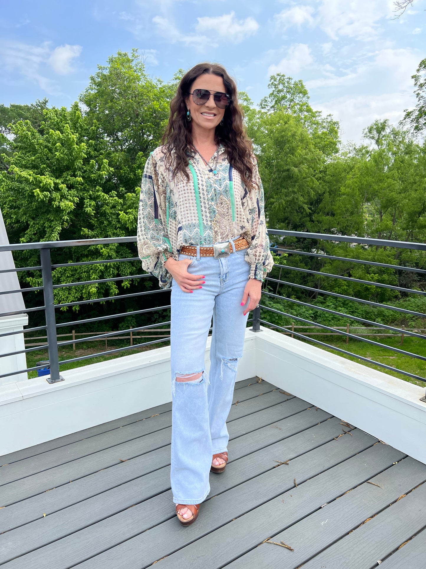 4231 GREEN BOHO TOP