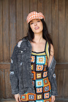 1182 ORANGE HOUNDSTOOTH HAT