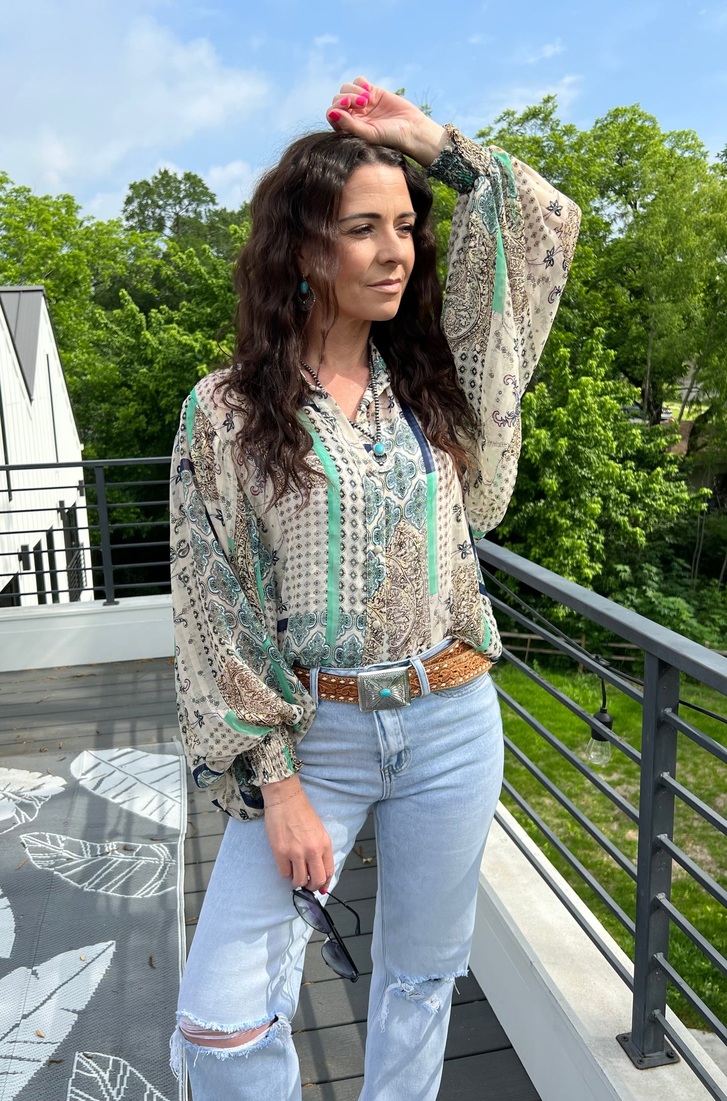4231 GREEN BOHO TOP