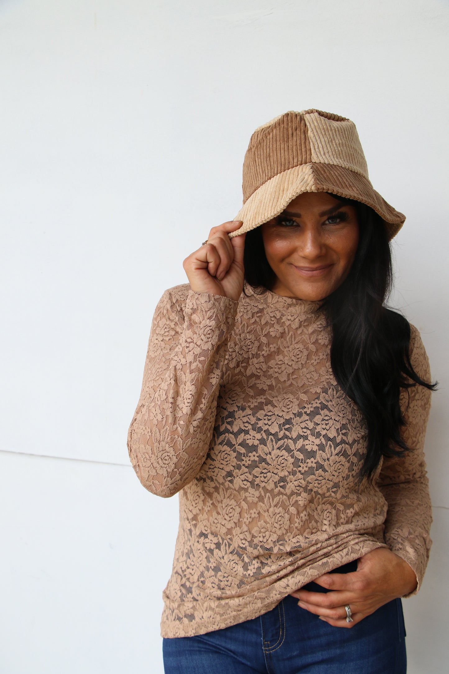 11287 BROWN COLORBLOCK BUCKET HAT