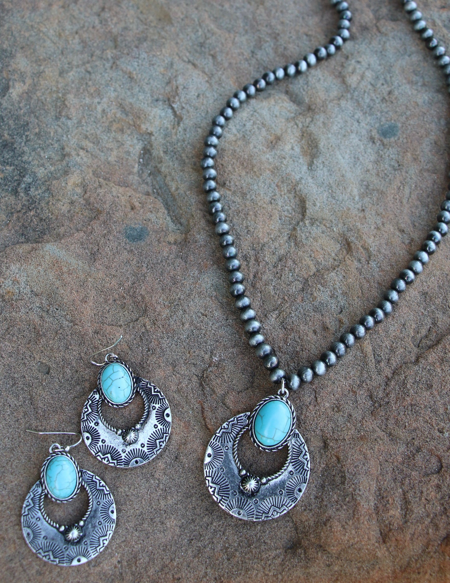 0224 WESTERN FAN TURQUOISE EARRING