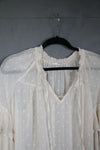 12233 IVORY CHIFFON DOT BOHO STYLE BLOUSE