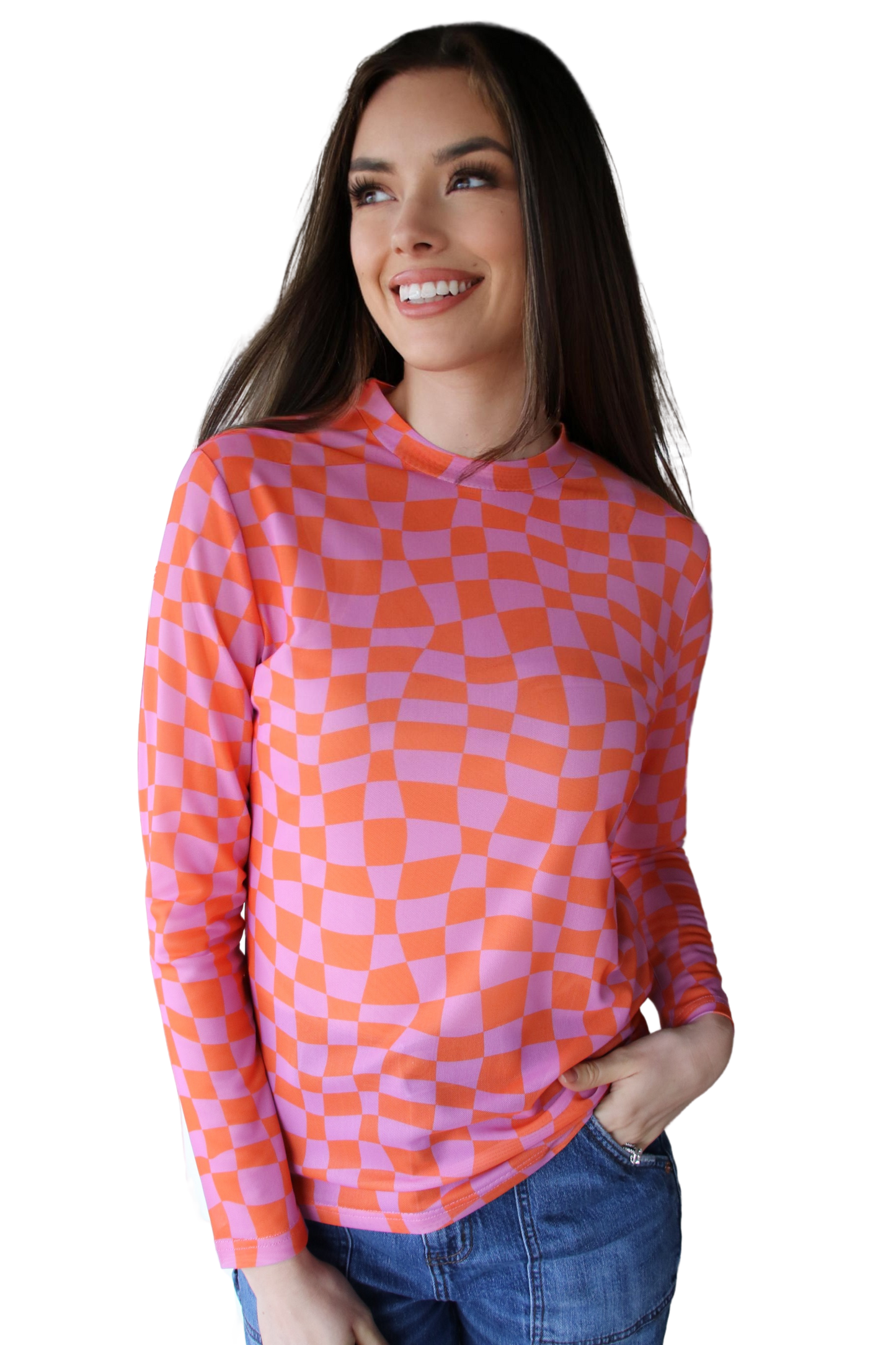 1221 LAVENDAR CHECK MESH TOP