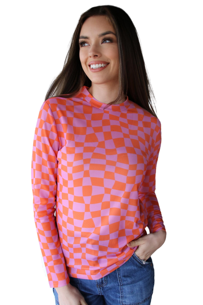 1221 LAVENDAR CHECK MESH TOP