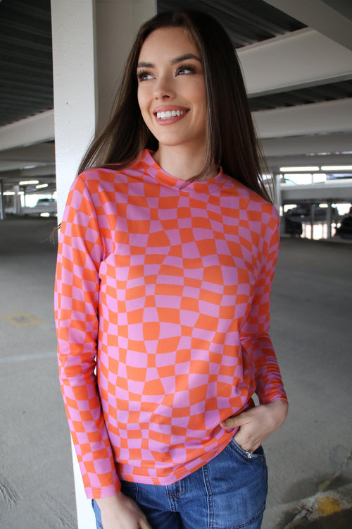 1221 LAVENDAR CHECK MESH TOP