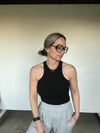 122333 Fine Rib Seamless High Neck Tank Top