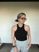122333 Fine Rib Seamless High Neck Tank Top