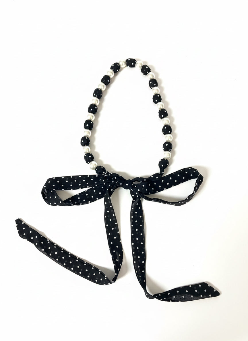 BLACK POLKA DOT SCARF NL