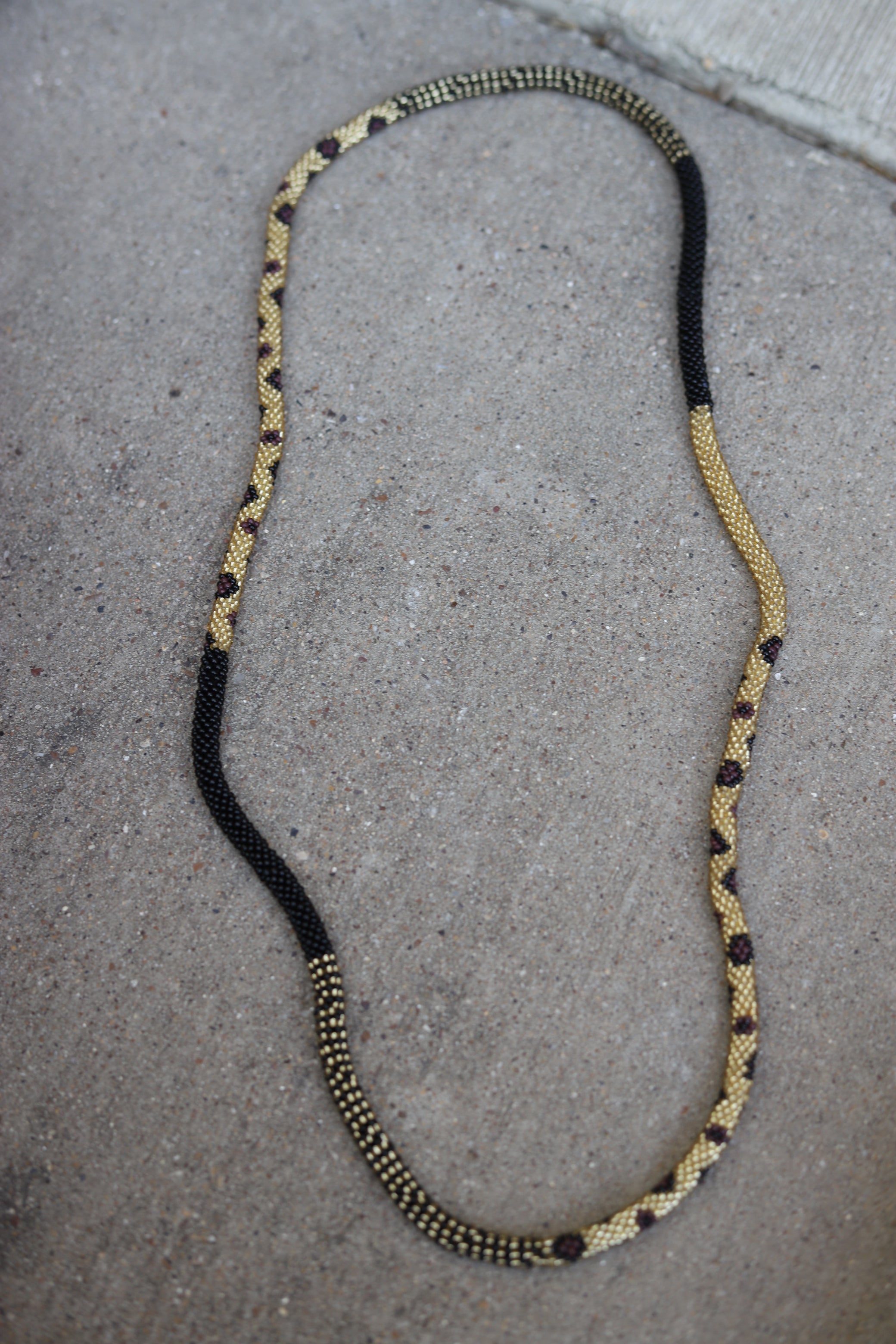 CHEETAH SEED BEAD  NECKLACE