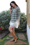 TH39 BROWN SATIN LACE DRESS