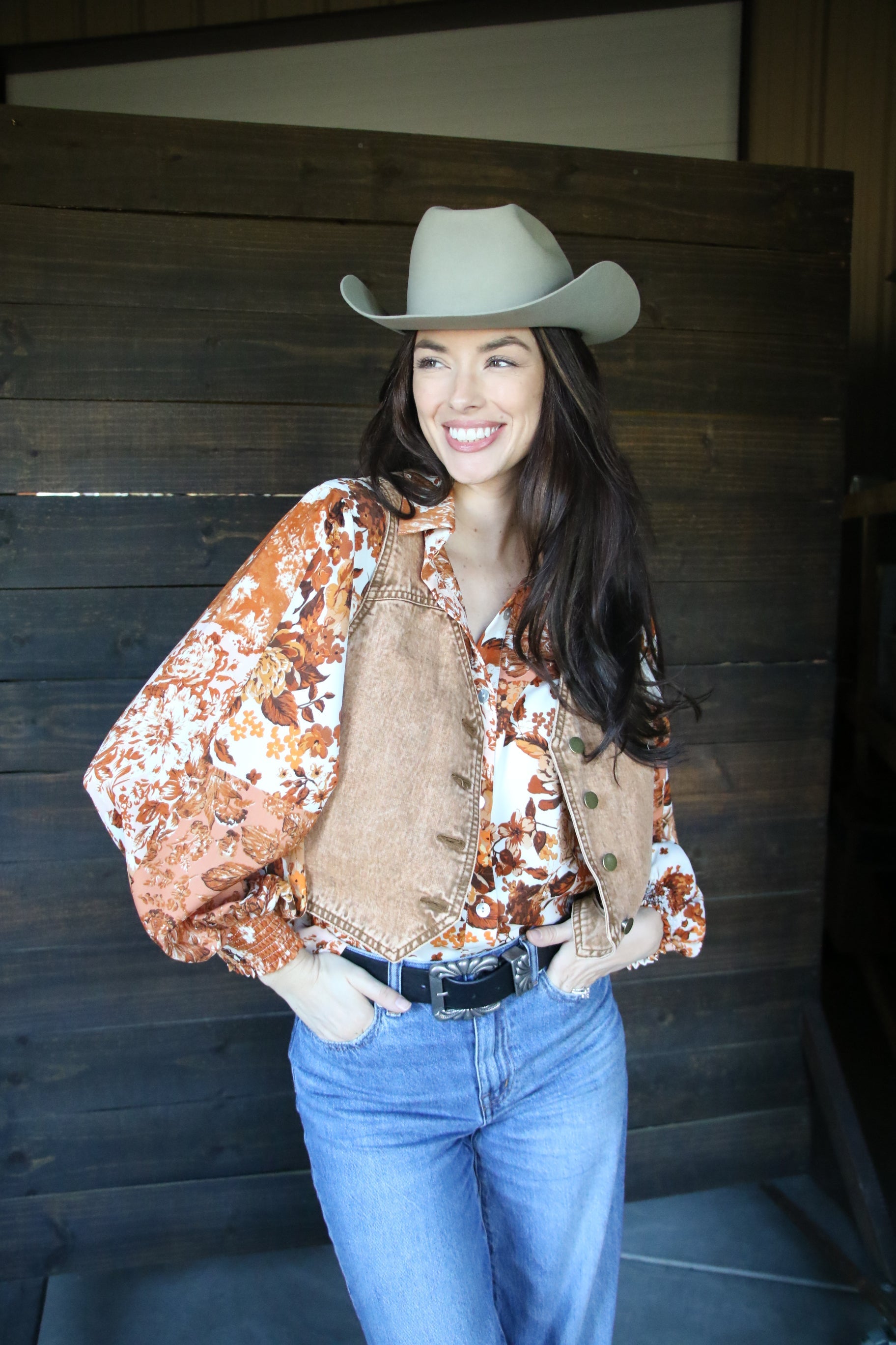 TH23 RUST FLORAL TOP (1 Piece)