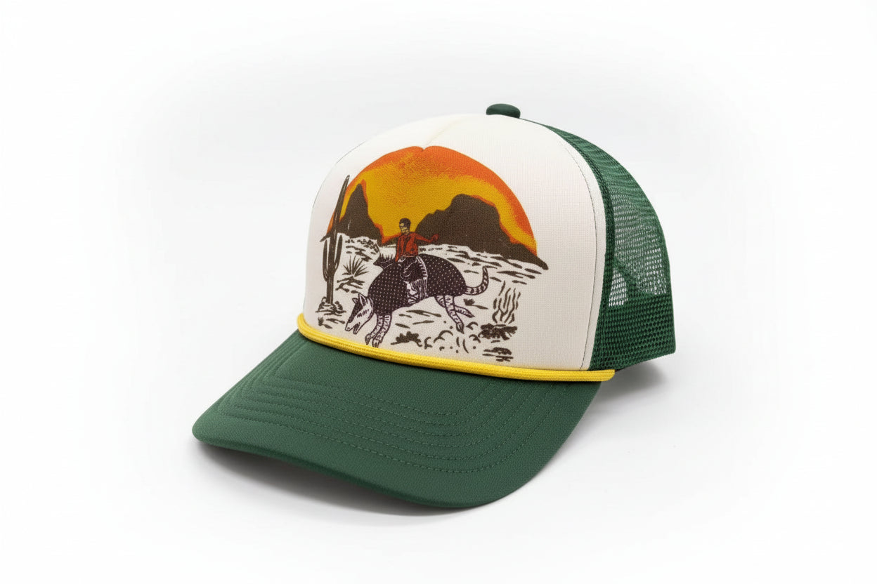 Armadillo Cowboy Trucker Hat – Green