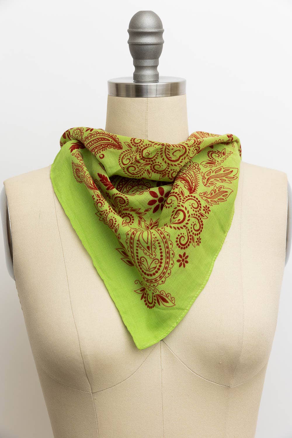 Vintage Pattern Bandana - Boho Chic Square Scarf: Lime