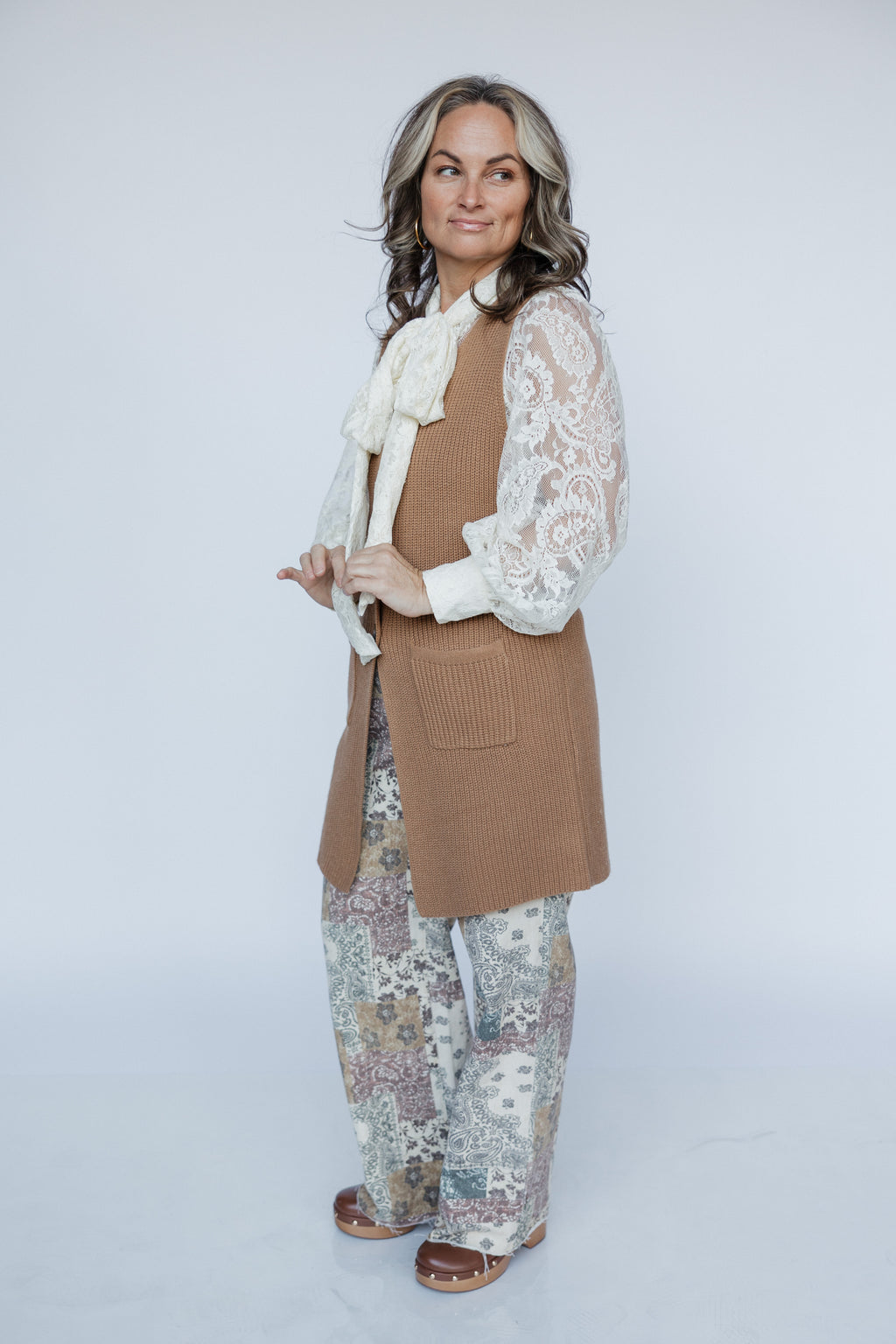 Elegant Lace Button-Up Blouse