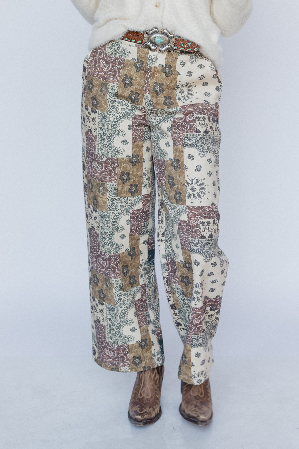 BOHO TAN DENIM CUFF PANT