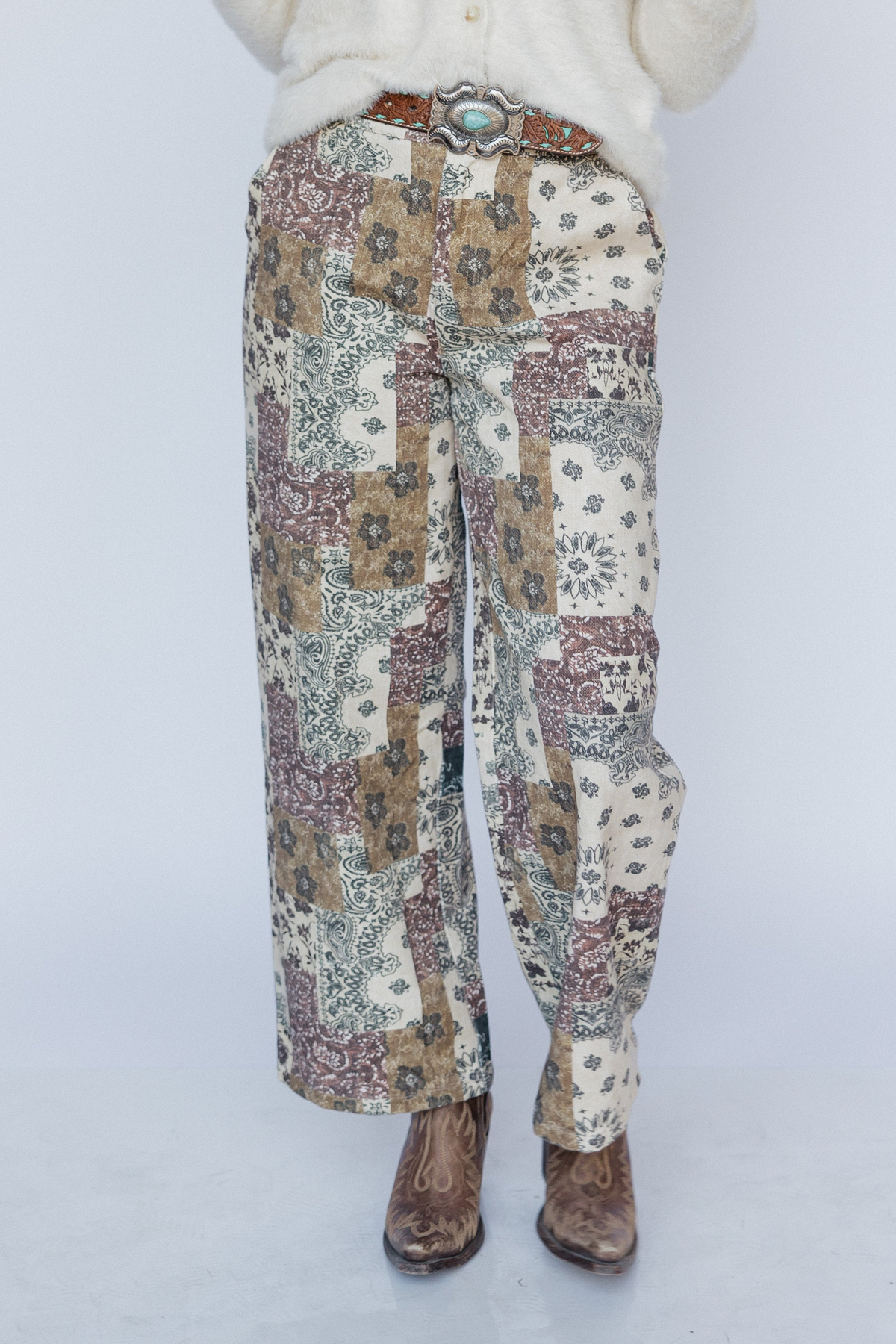 BOHO TAN DENIM CUFF PANT