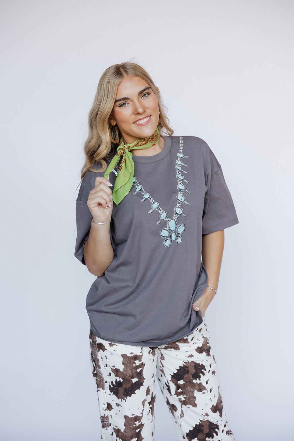 Vintage Pattern Bandana - Boho Chic Square Scarf: Lime