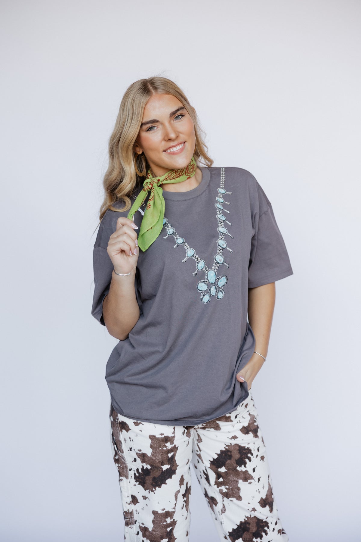 Vintage Pattern Bandana - Boho Chic Square Scarf: Lime