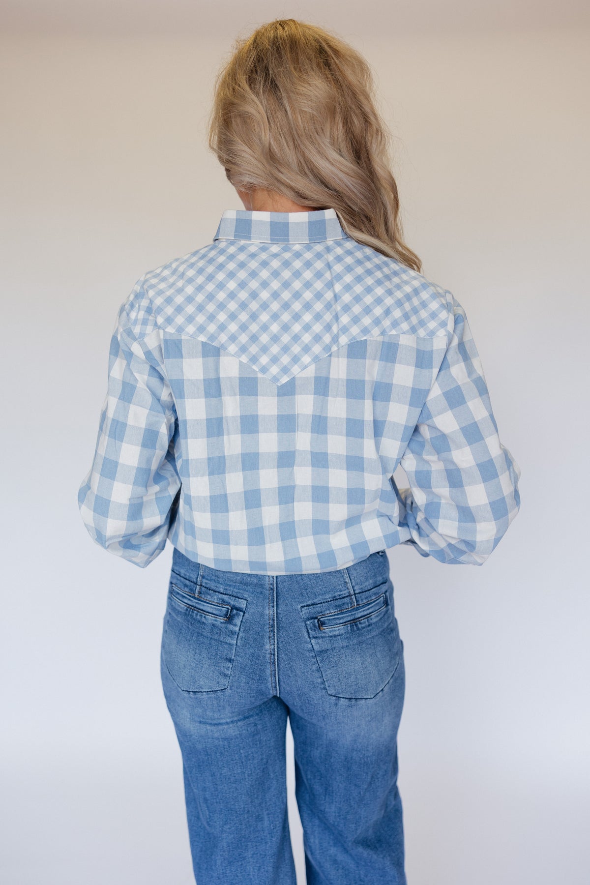 Blue Mixed Gingham Top