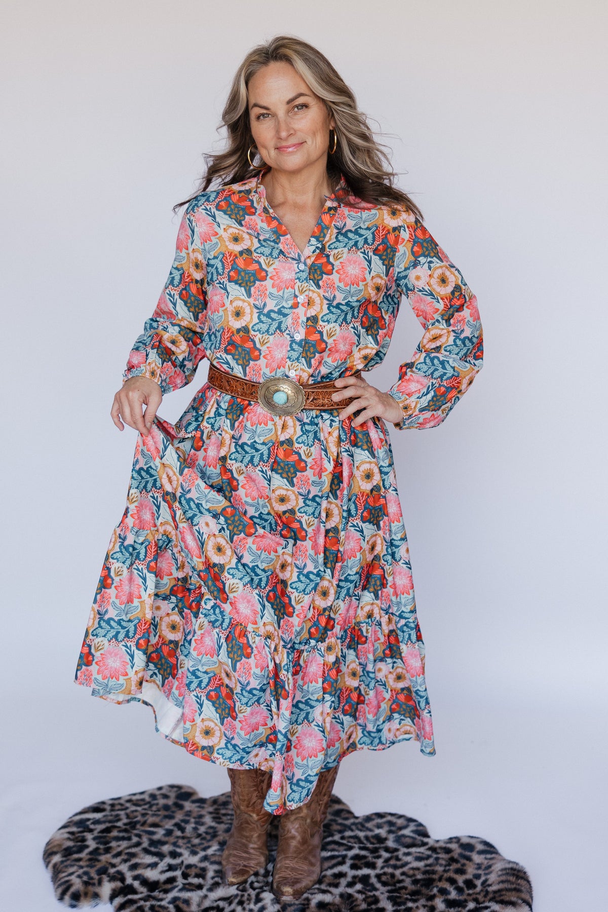 Vintage Poppy Midi Dress
