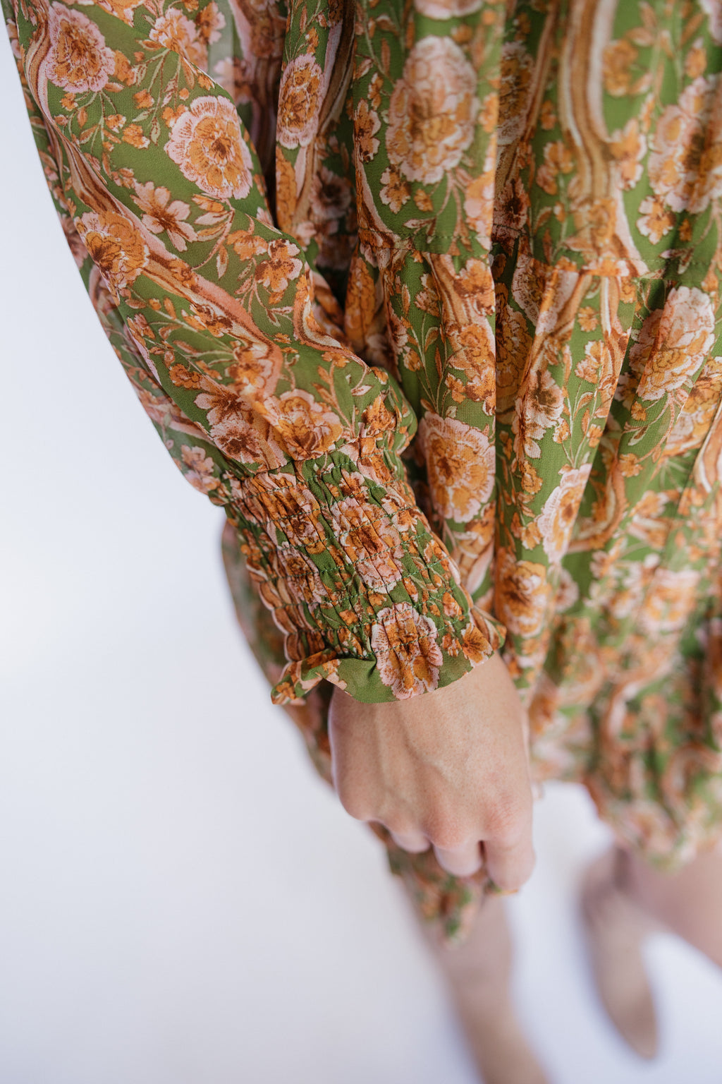 GREEN PAISLEY FLORAL DRESS