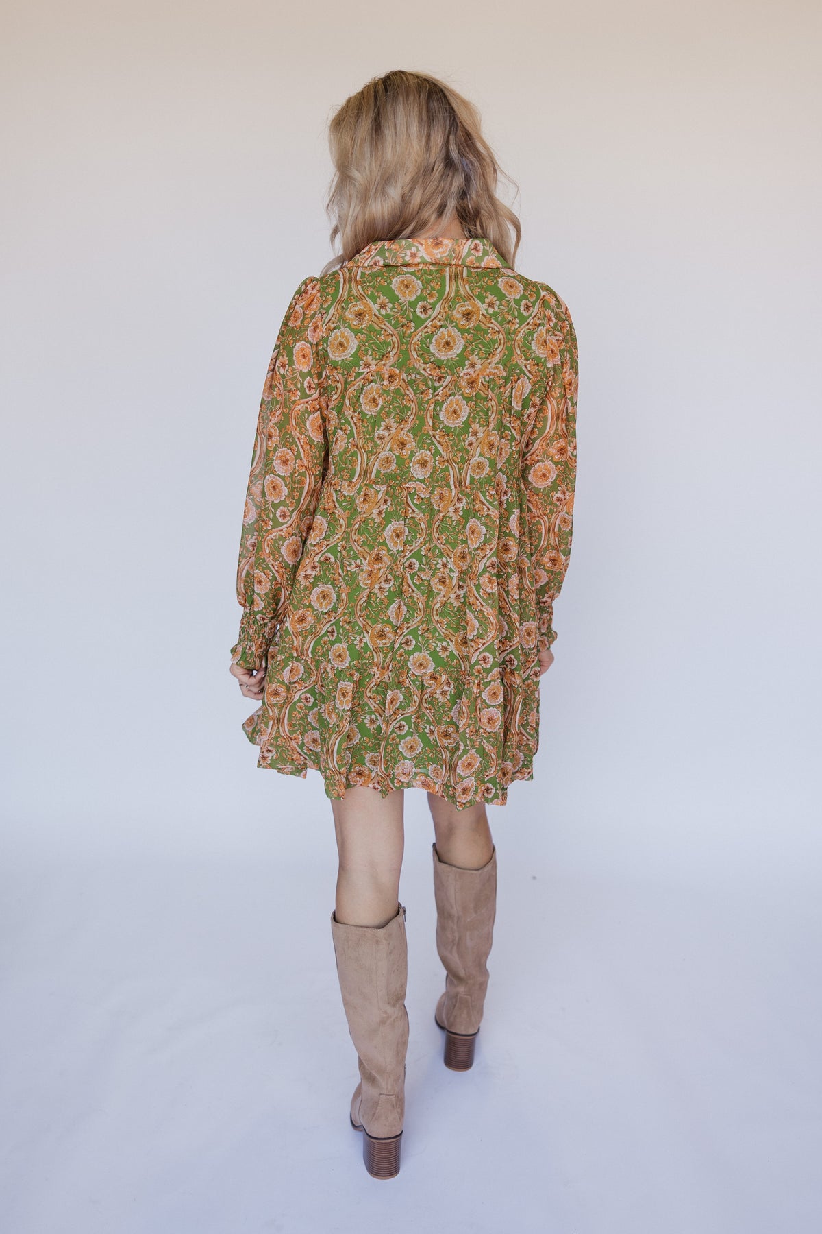 GREEN PAISLEY FLORAL DRESS