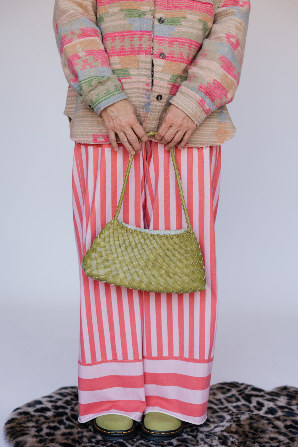 Woven Drawstring Shoulder Bag
