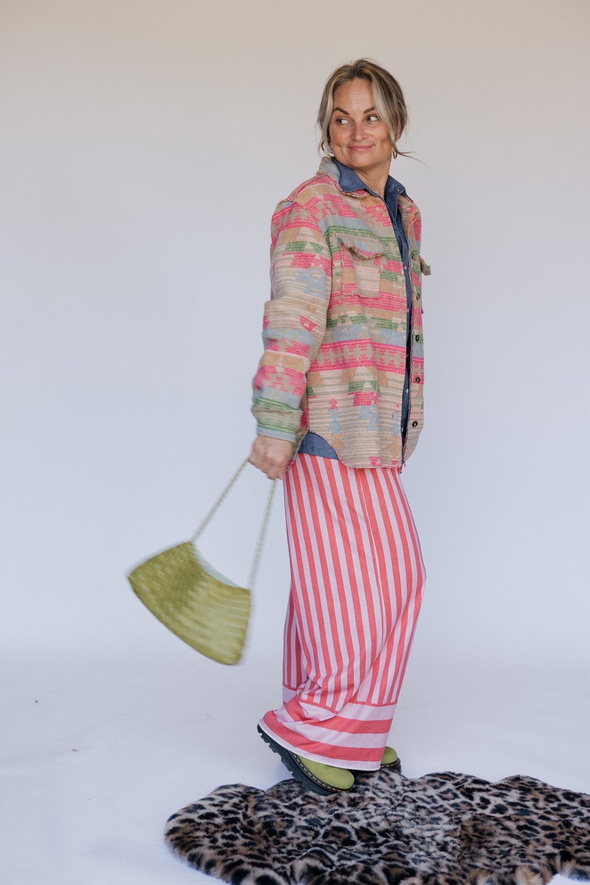Woven Drawstring Shoulder Bag