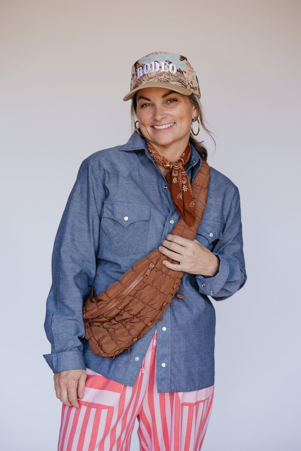 Brown Quilted Crossbody Purse