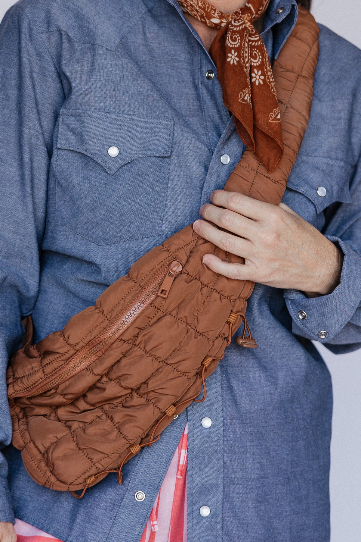 Brown Quilted Crossbody Purse
