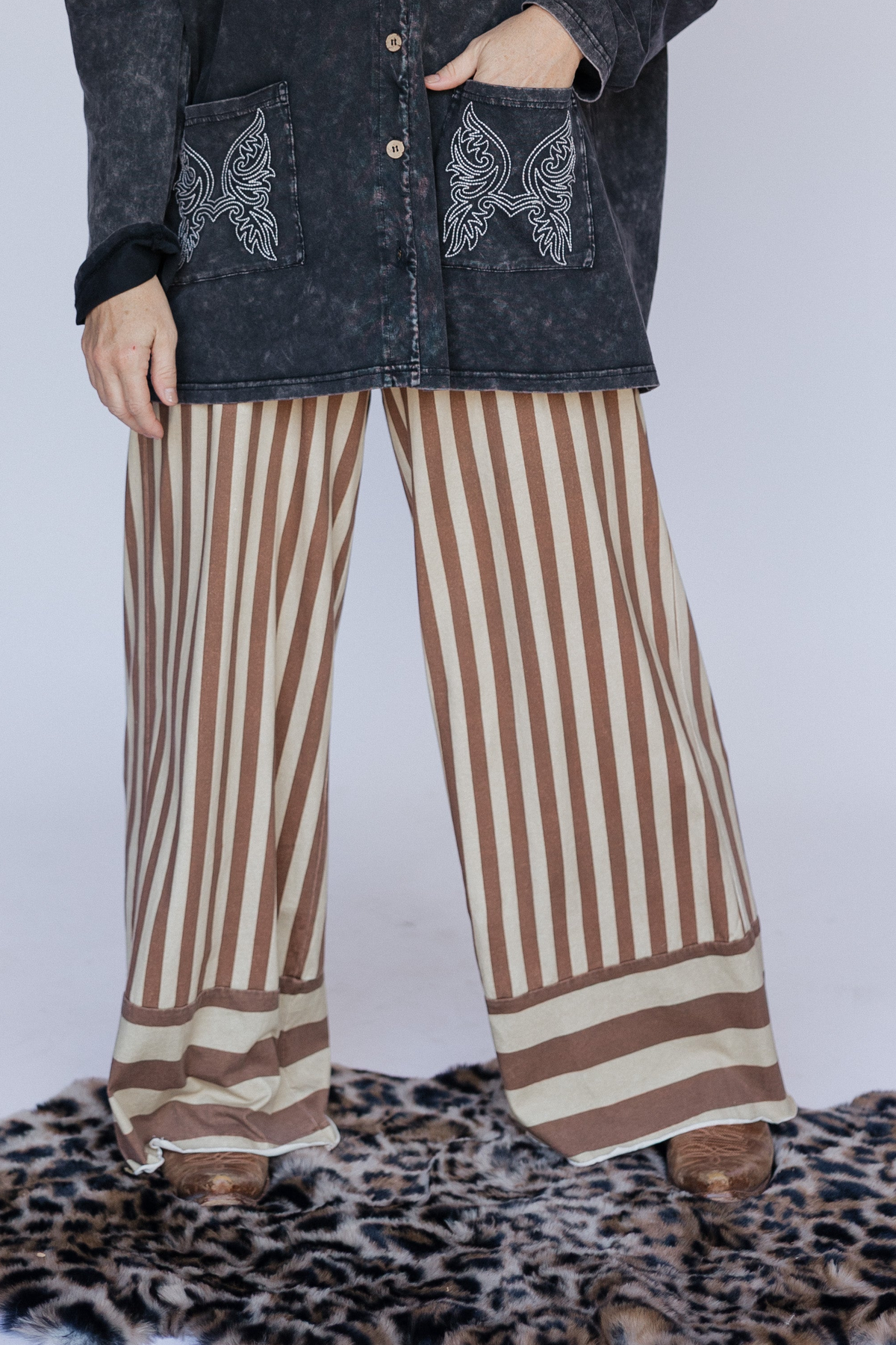 Brown Tan Stripe Pant