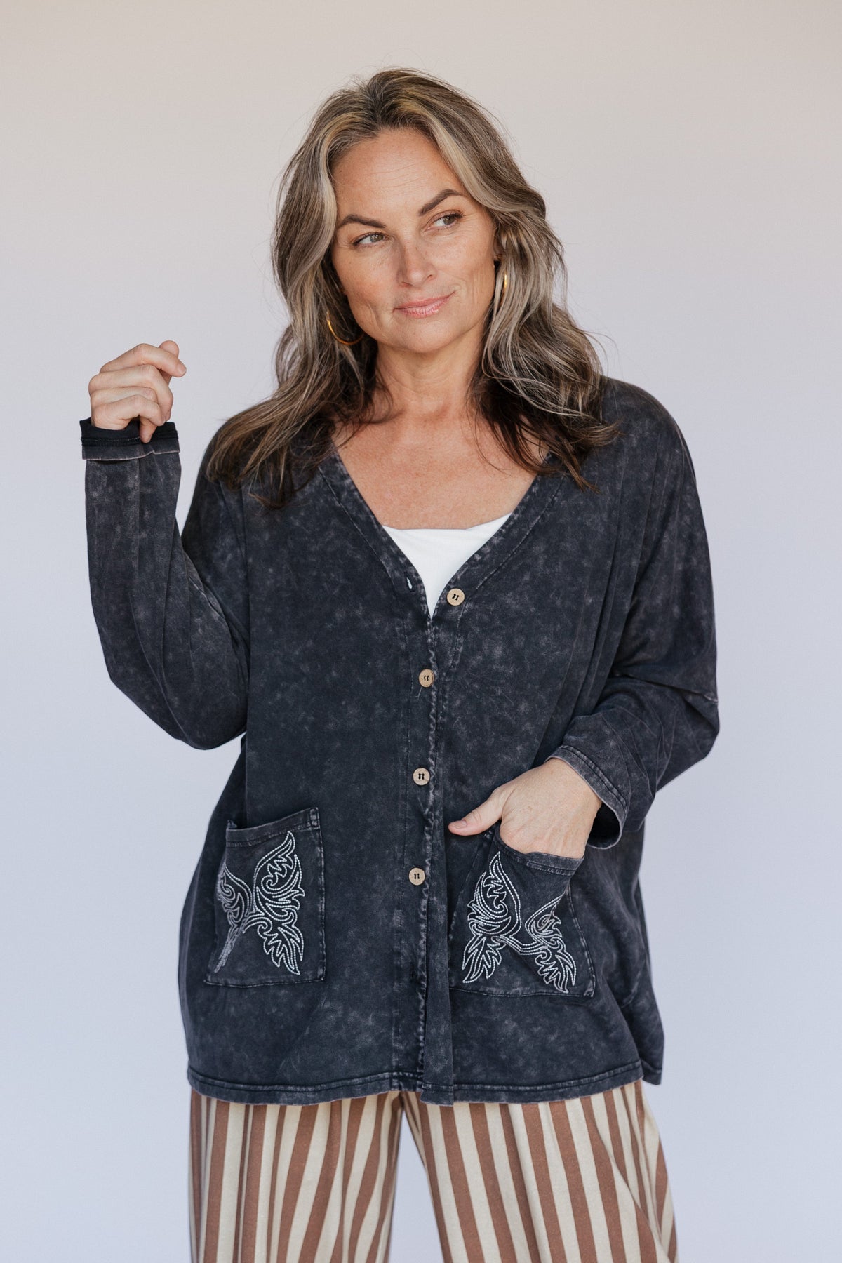 Vintage Black Wash Cardi