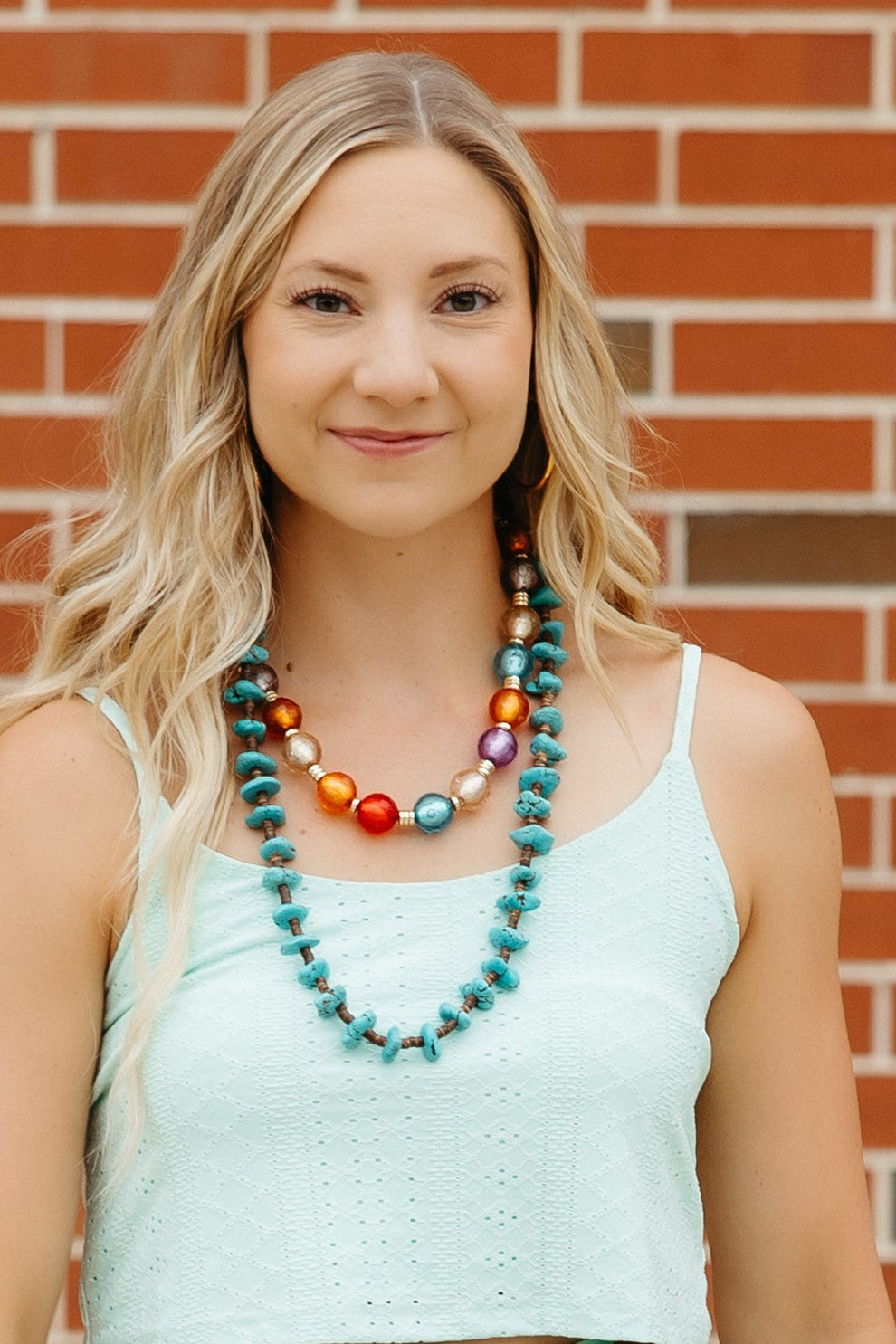 12548 Round Multicolor Foil Bead Necklace