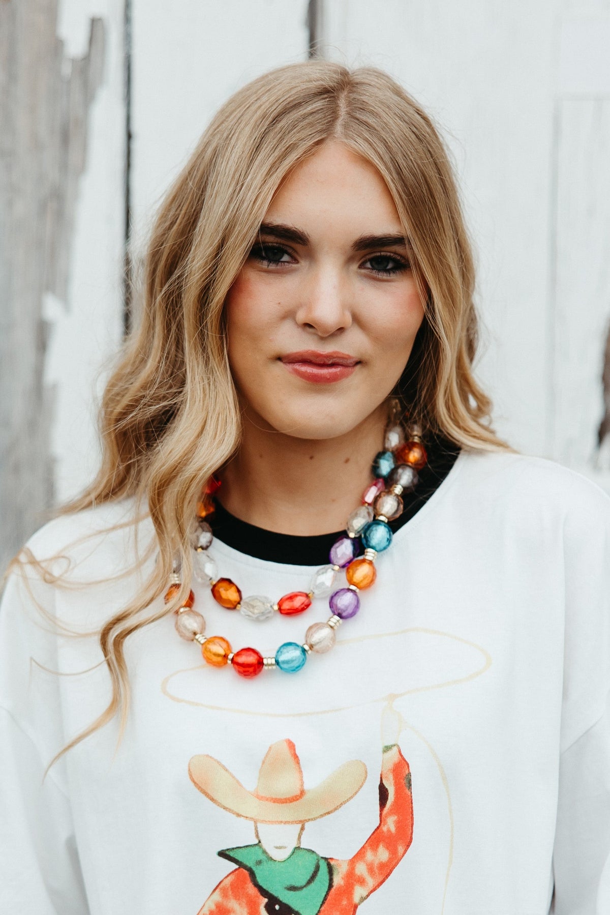 12548 Round Multicolor Foil Bead Necklace