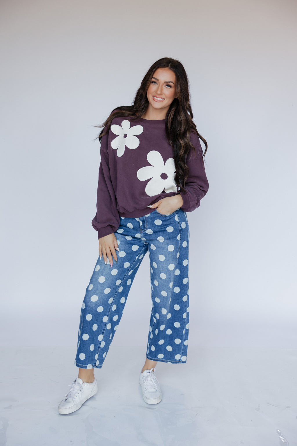 PLUM FLOWER SWEATSHIRT