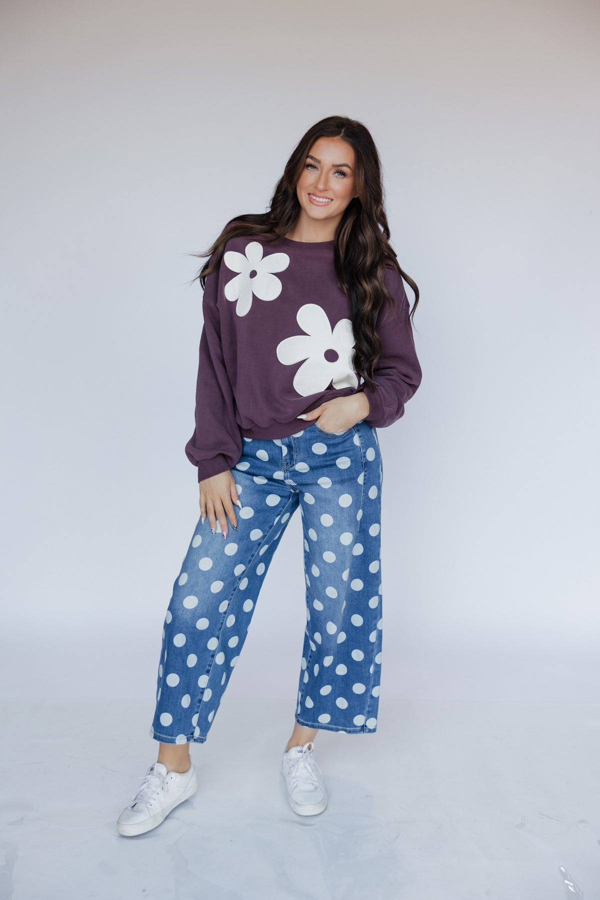 PLUM FLOWER SWEATSHIRT