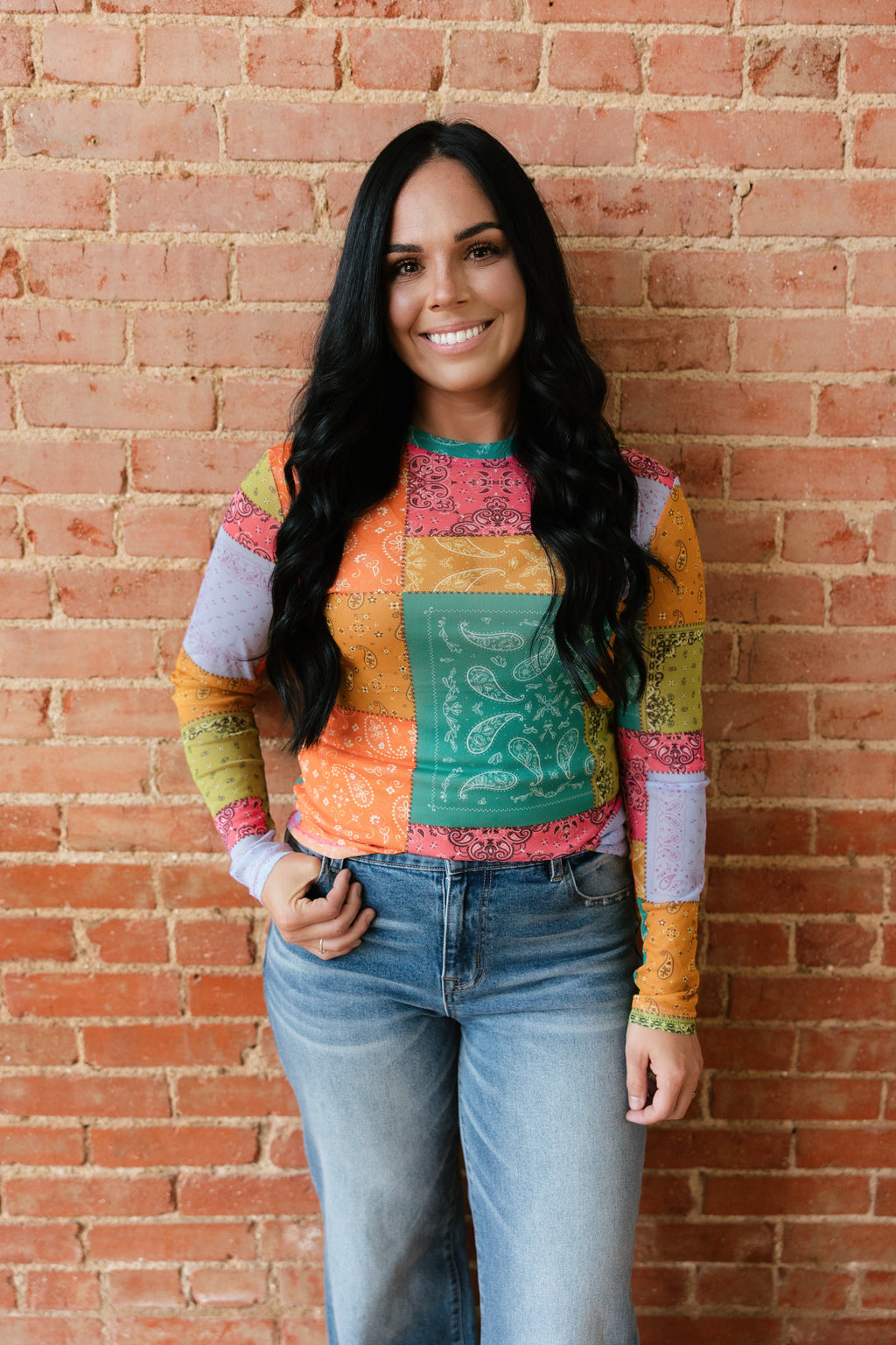 Multi Paisley Bandana Mesh Top