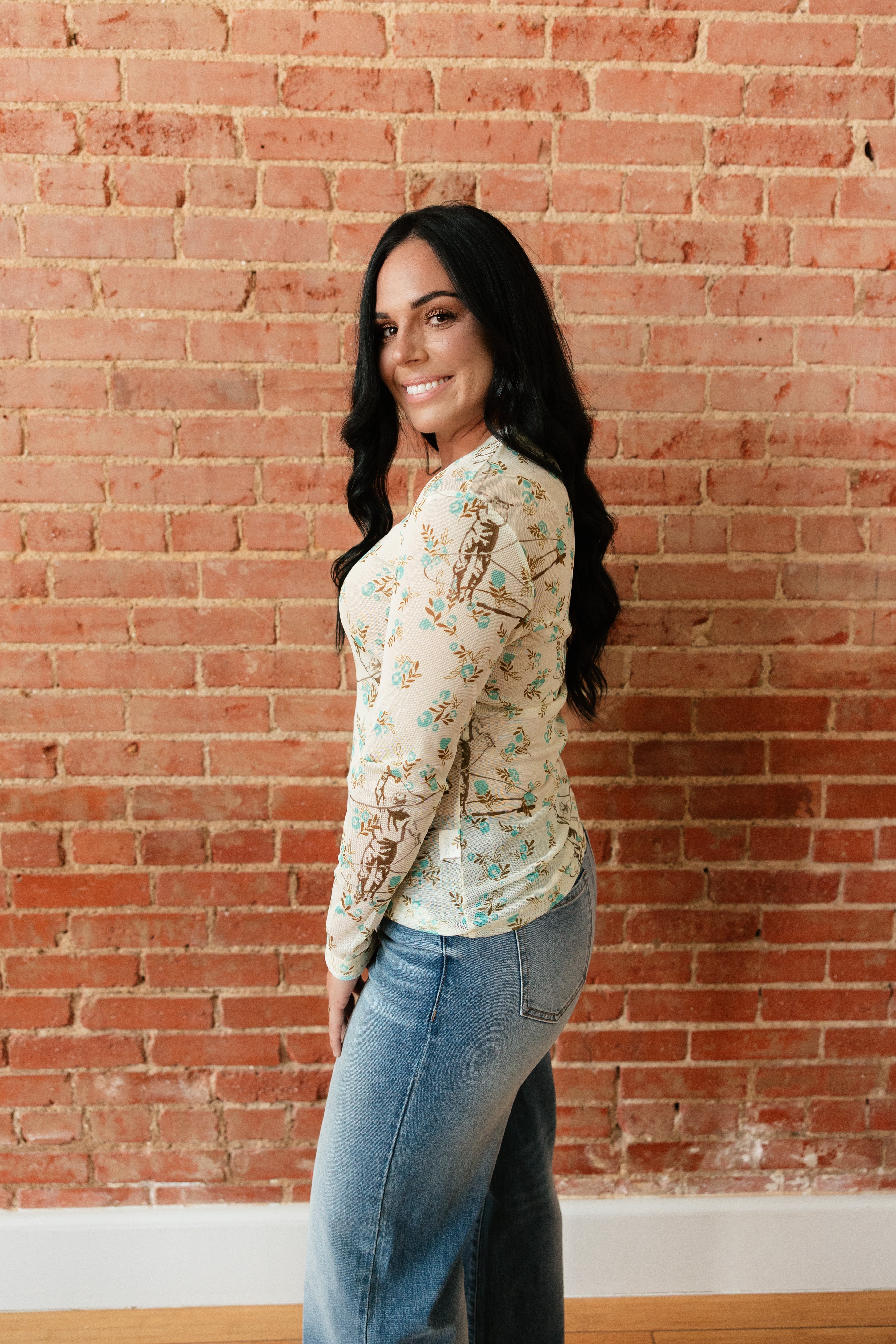 Blue Floral Roping Cowboy Mesh