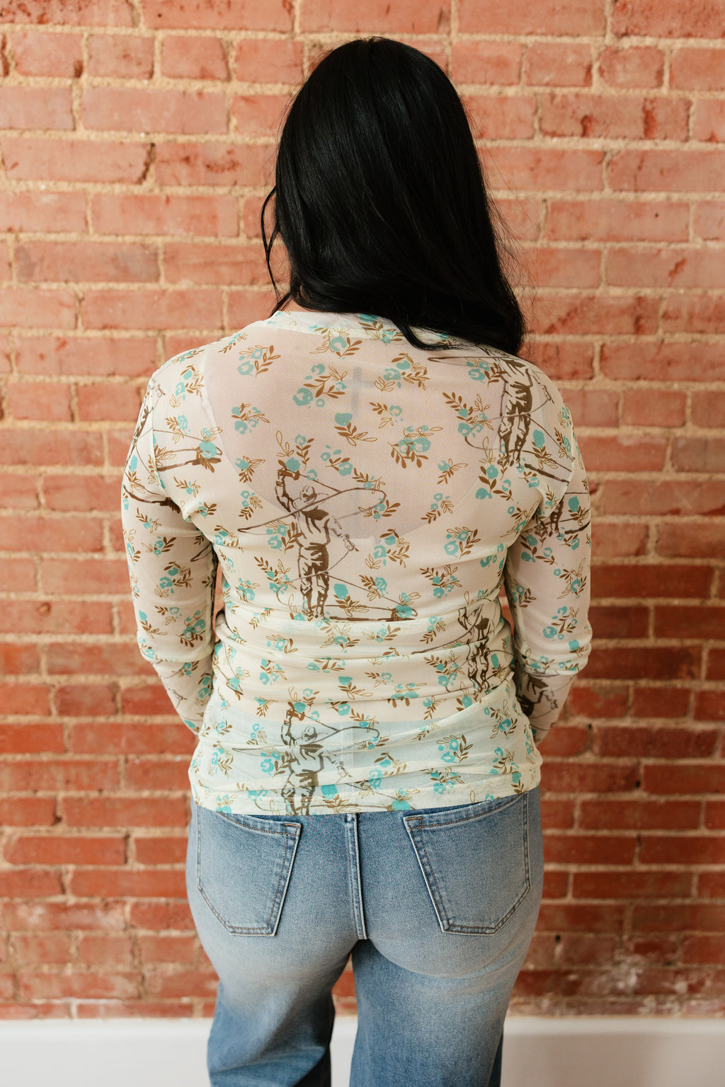 Blue Floral Roping Cowboy Mesh