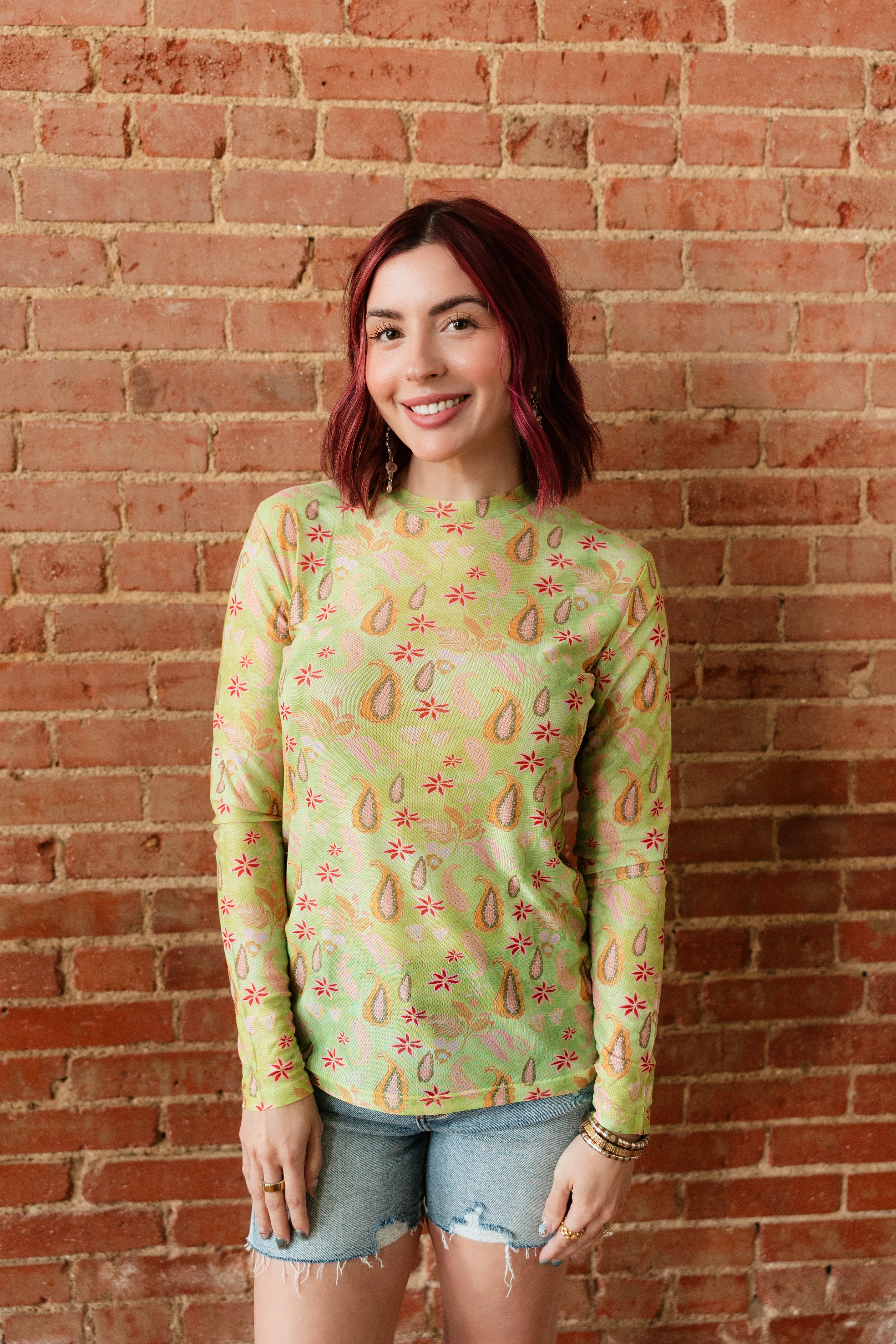 NEON PAISLEY MESH TOP