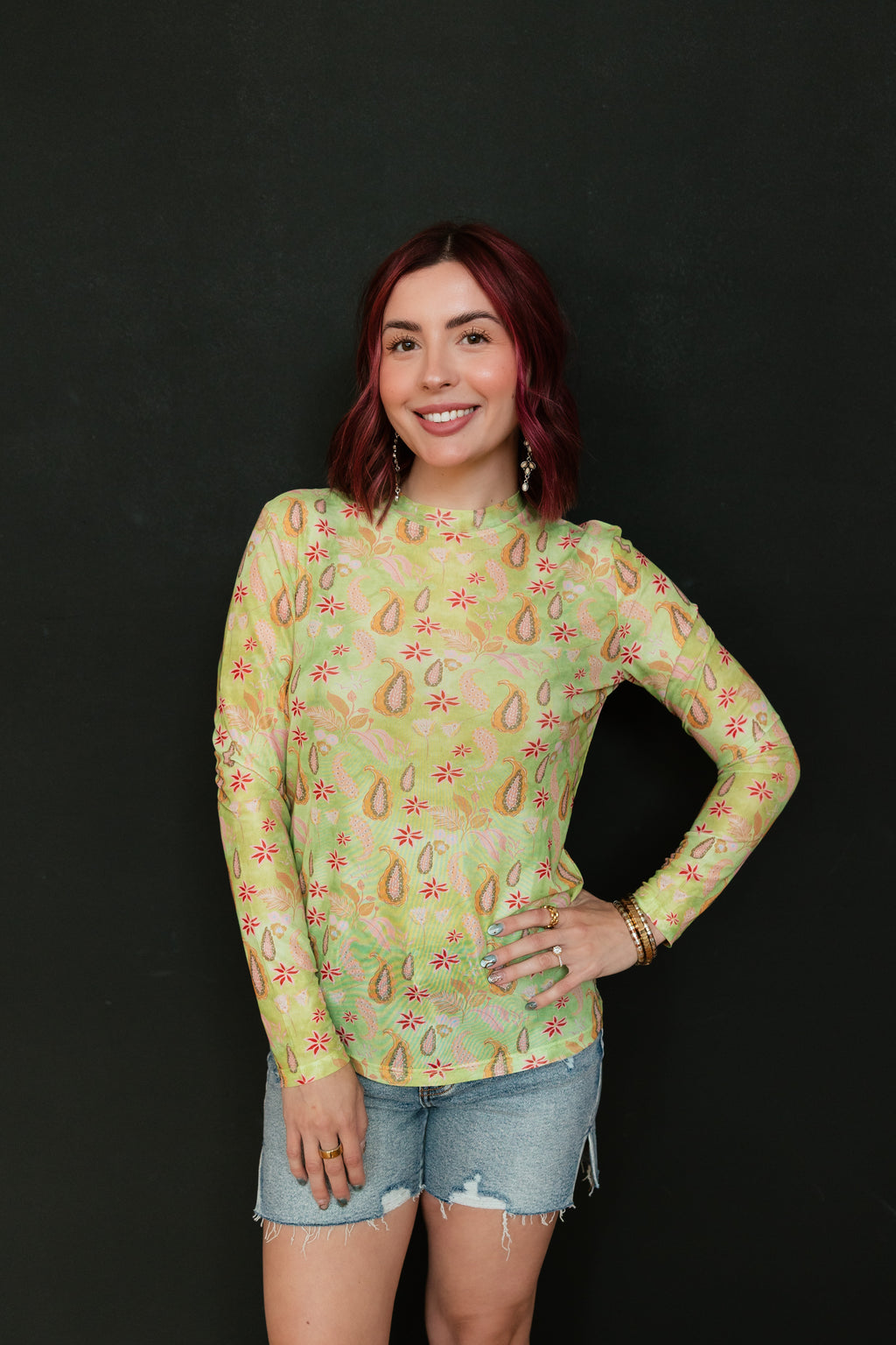 NEON PAISLEY MESH TOP