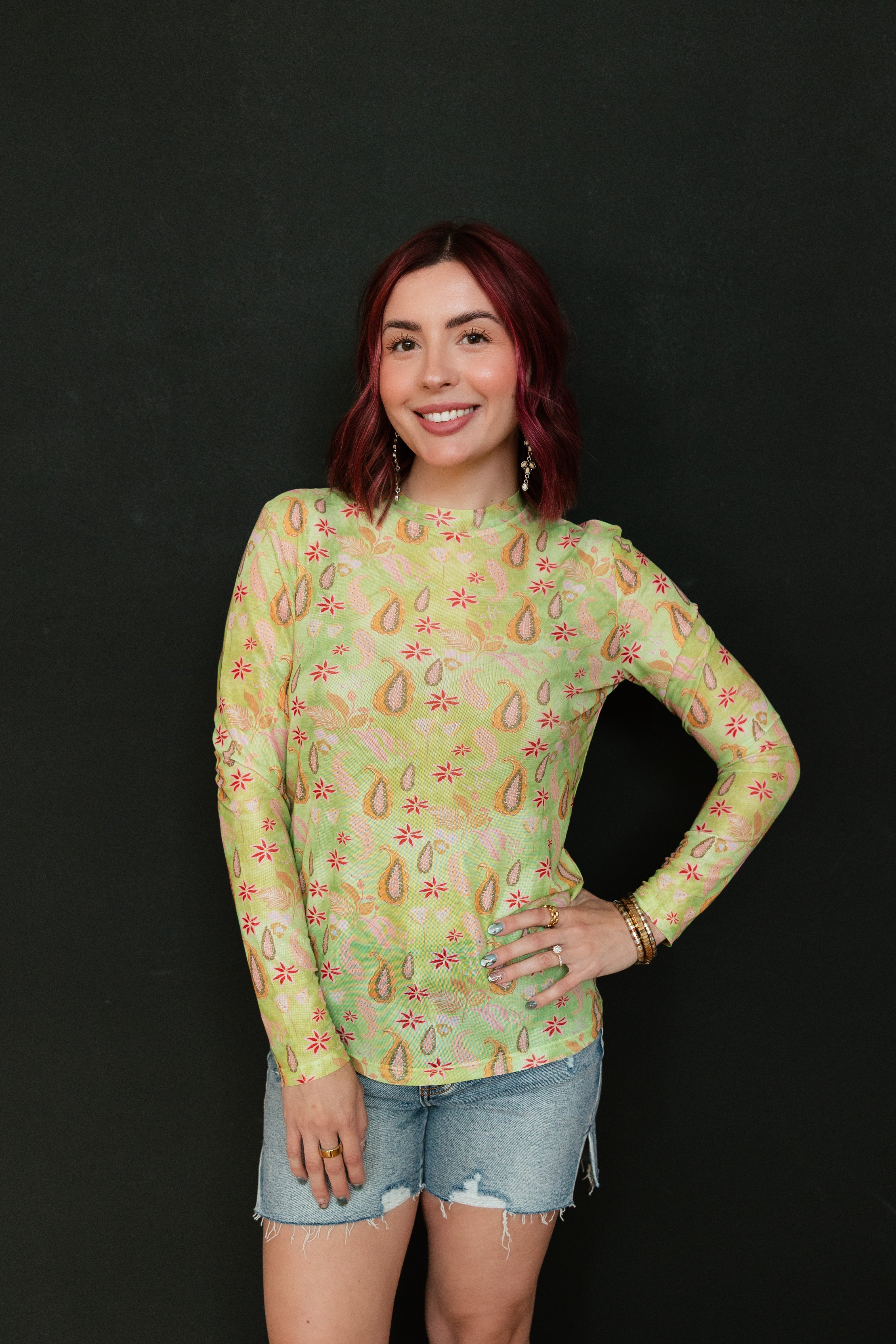 NEON PAISLEY MESH TOP