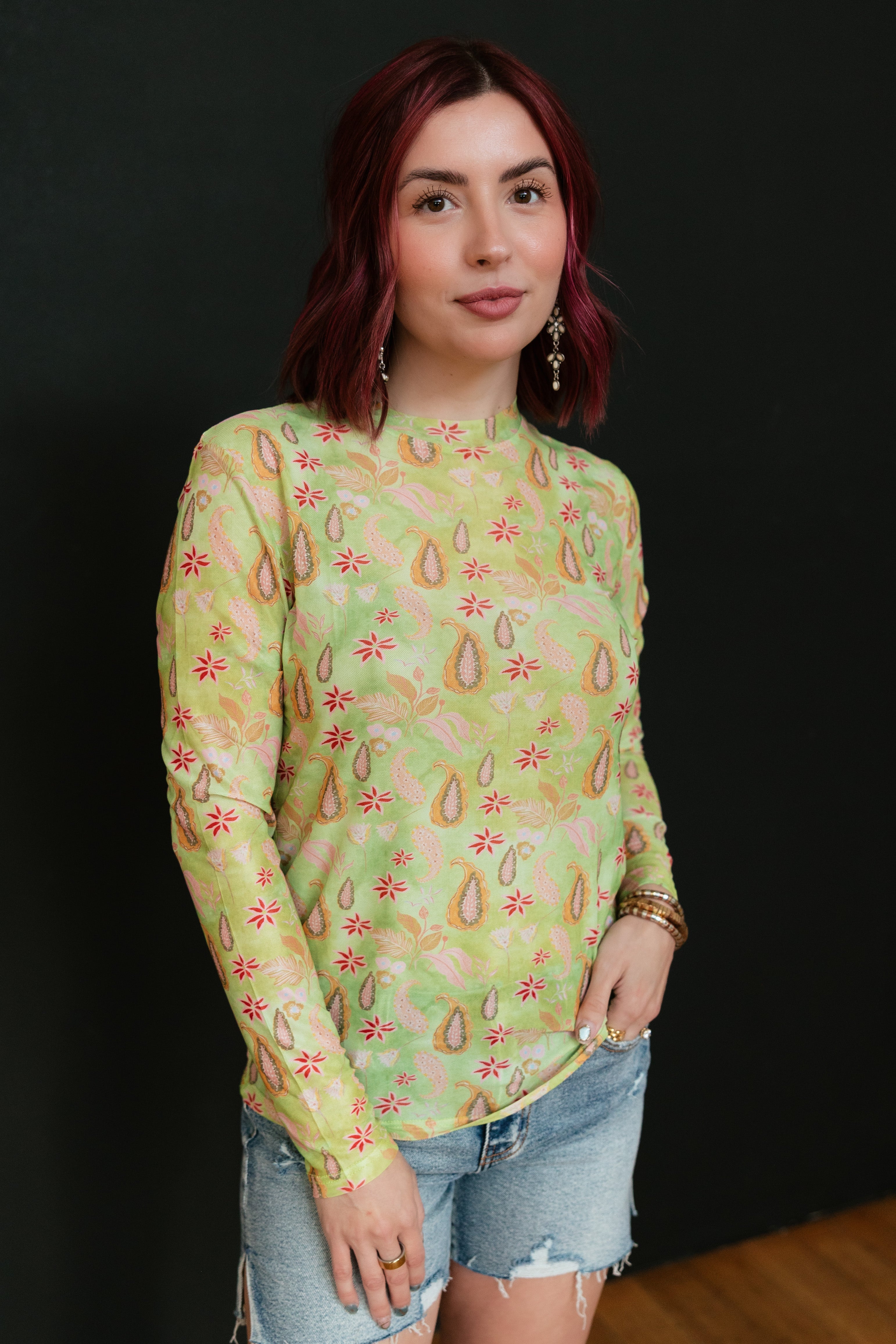 NEON PAISLEY MESH TOP