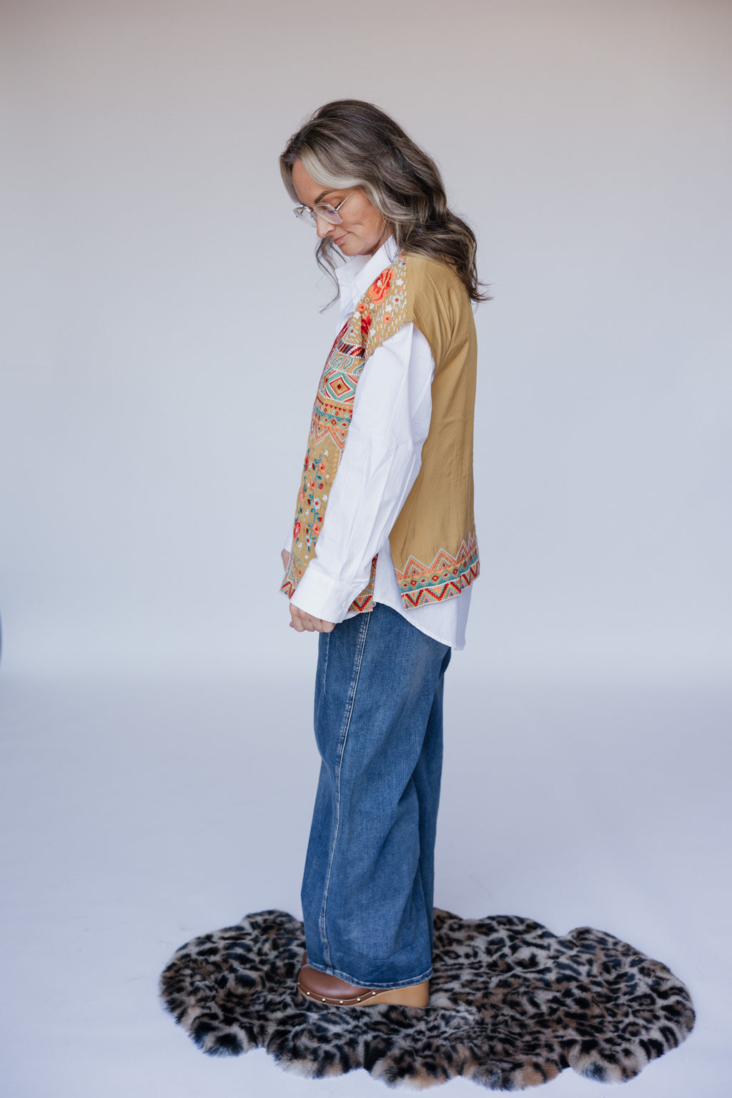 8231 MUSTARD EMBROIDERY TOP
